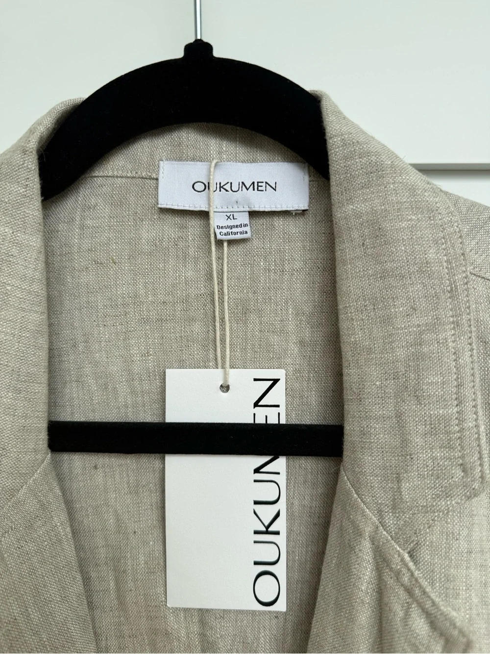 OUKU 100% Linen Single Breasted Blazer Jacket XL NWT